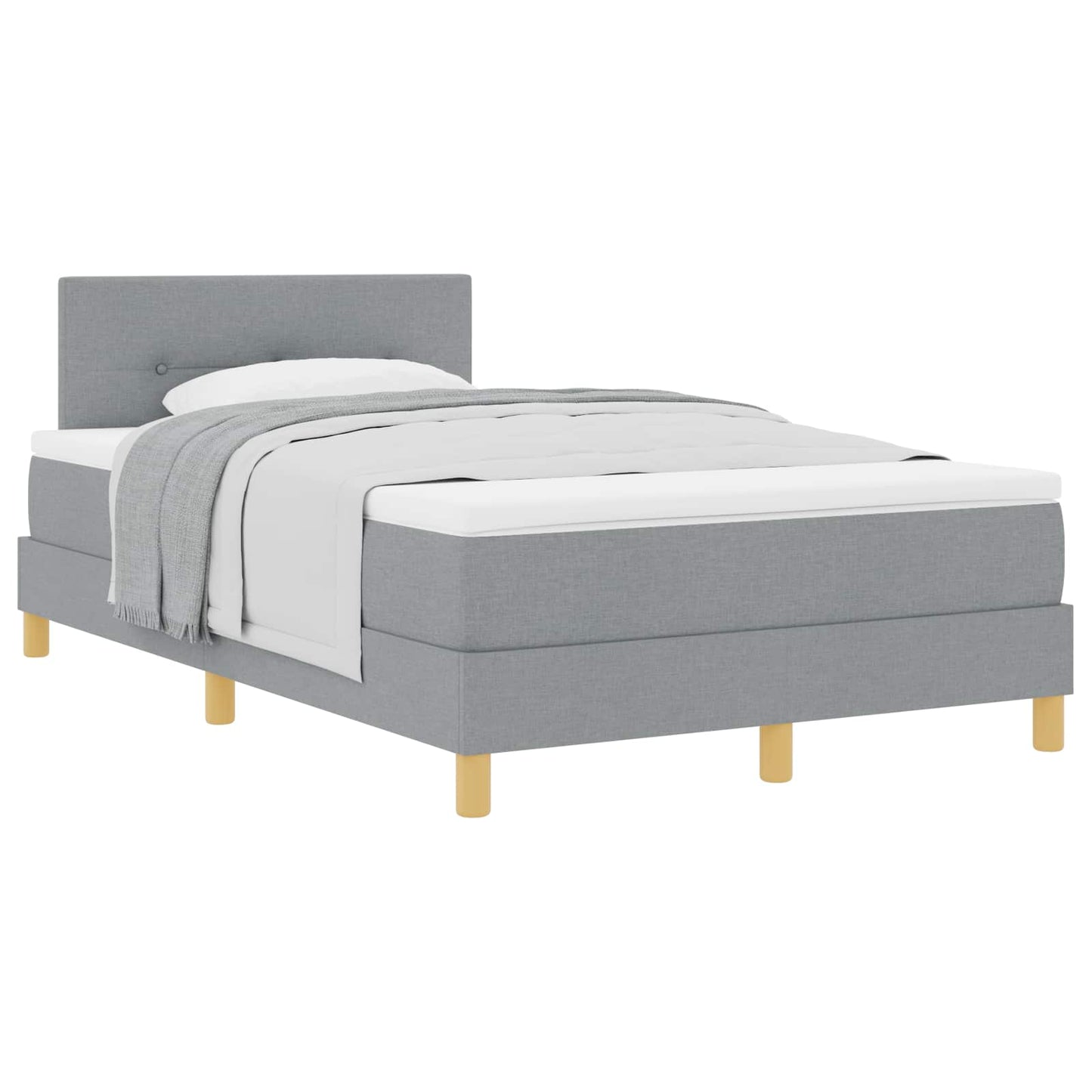 Box spring seng med pude Lysegrå 120 x 190 cm Stof