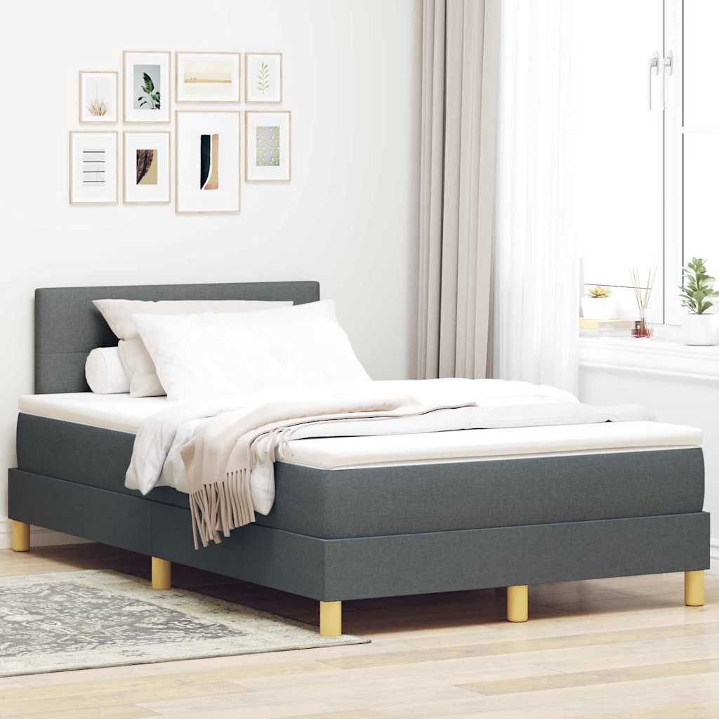 Box spring seng med pude Mørkegrå 120 x 190 cm Stof