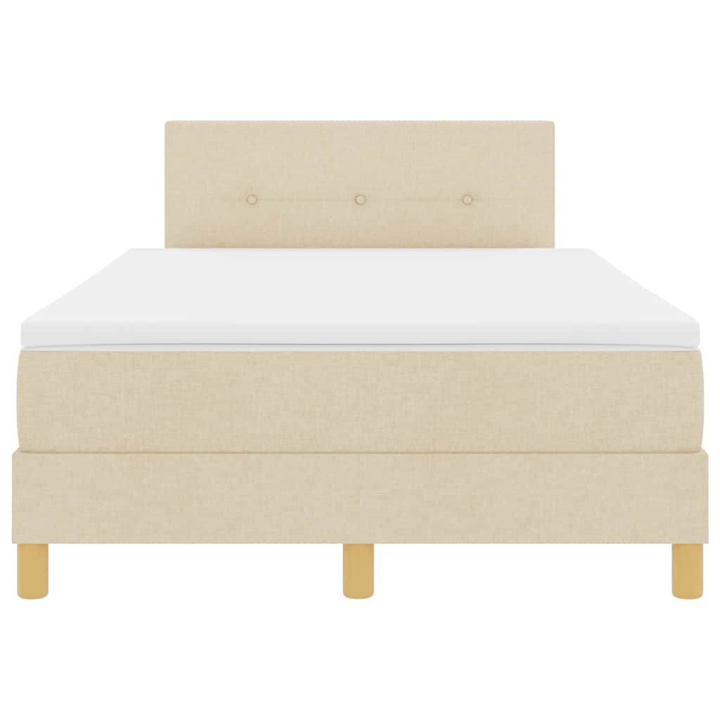 Box spring seng med pude med hovedgærde Creme 120 x 190 cm Stof