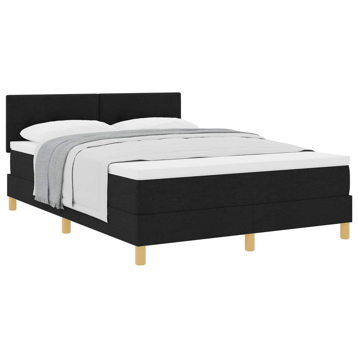 Box spring seng med pude med hovedgærde Sort 140 x 200 cm Stof
