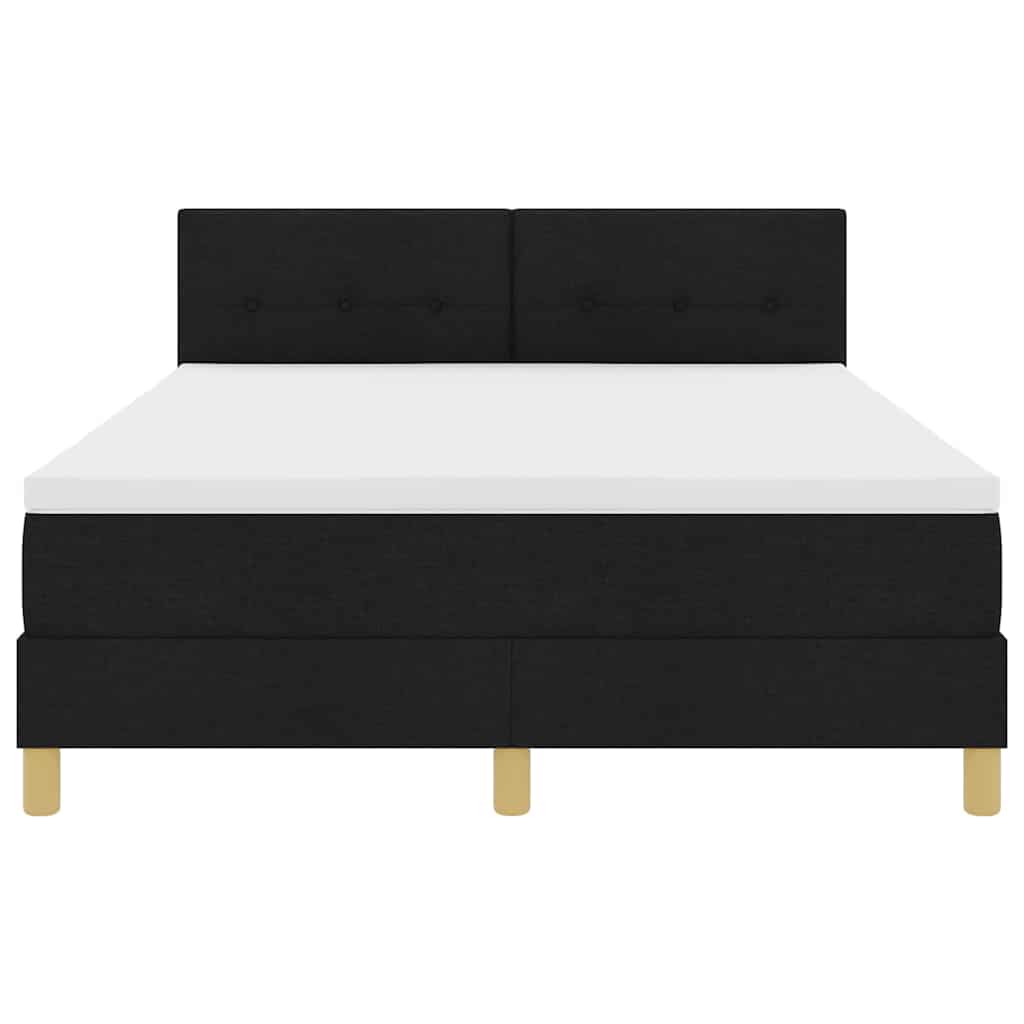 Box spring seng med pude med hovedgærde Sort 140 x 200 cm Stof