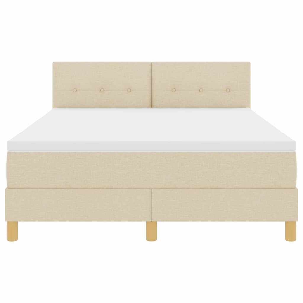 Box spring seng med pude med hovedgærde Creme 160 x 200 cm Stof