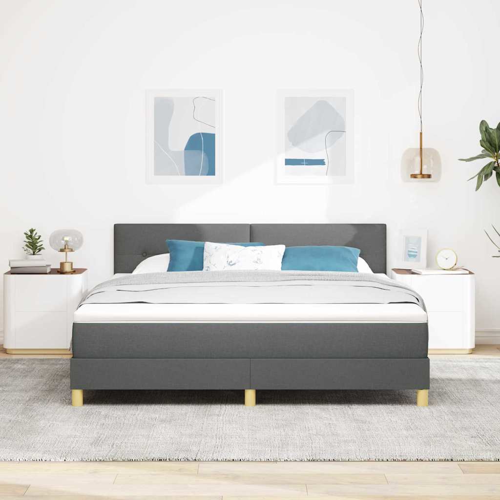 Box spring seng med pude Mørkegrå 180 x 200 cm Stof