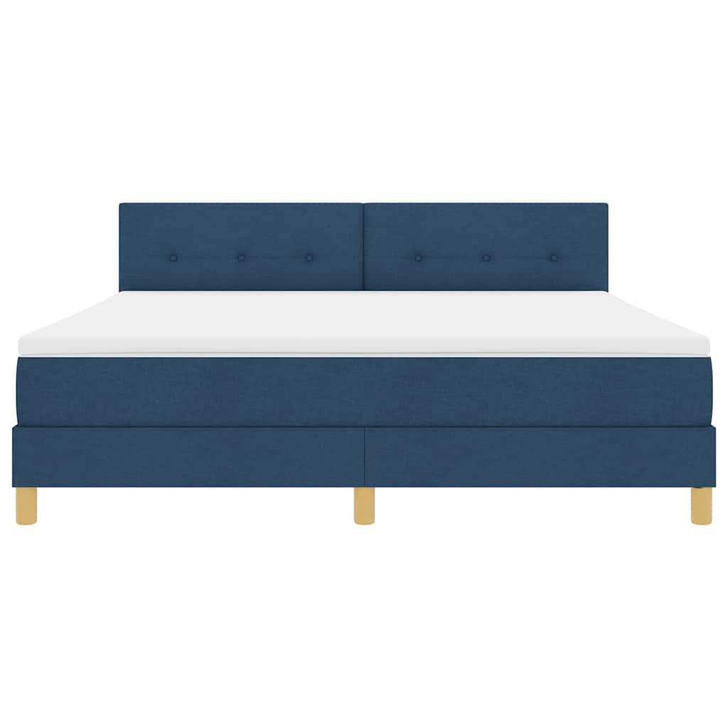 Box spring seng med pude med hovedgærde Blå 180 x 200 cm Stof
