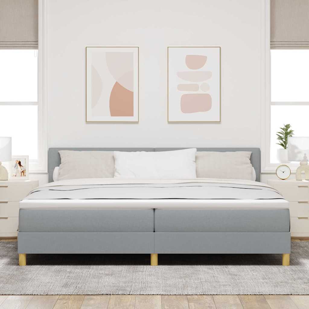 Box spring seng med pude Lysegrå 200 x 200 cm Stof