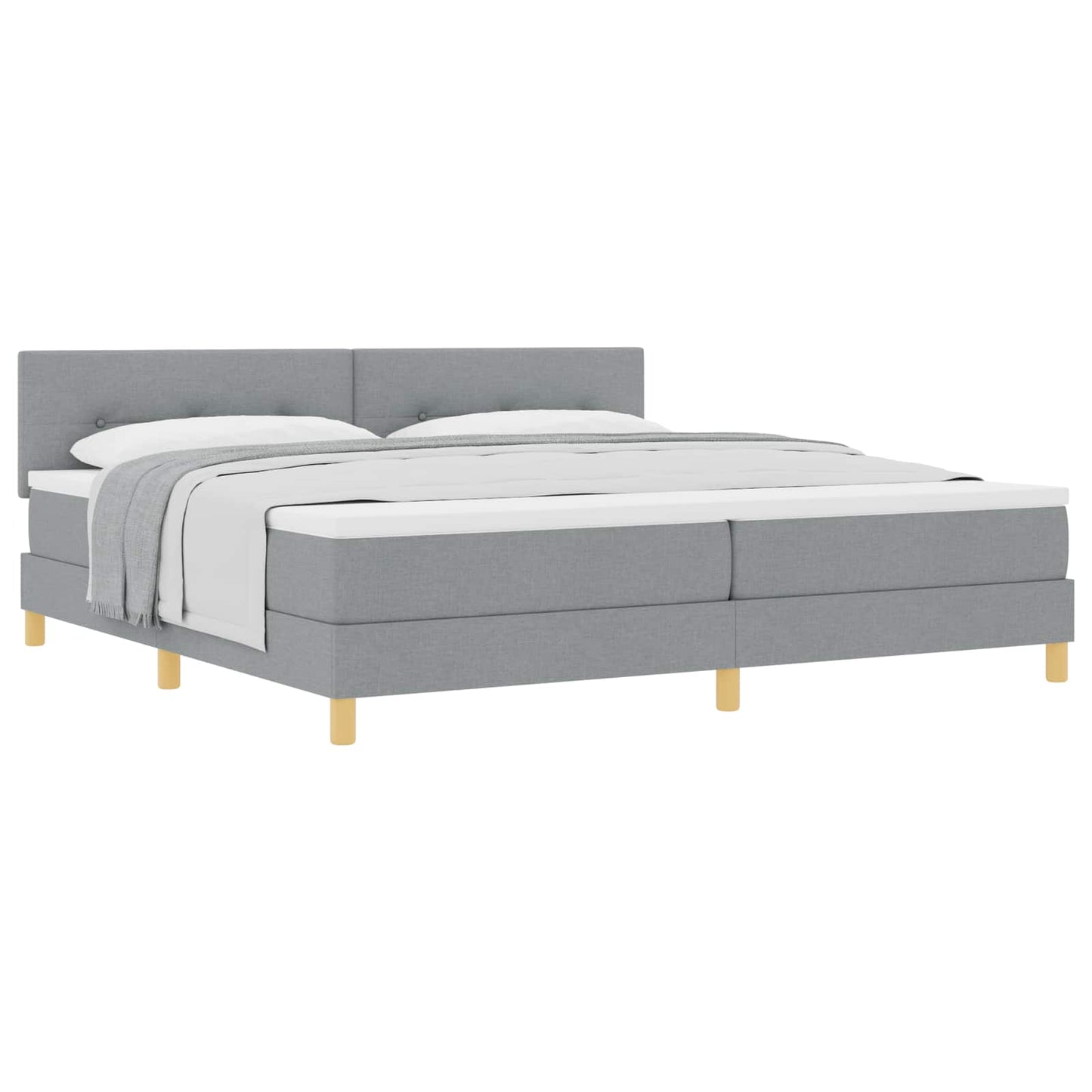 Box spring seng med pude Lysegrå 200 x 200 cm Stof