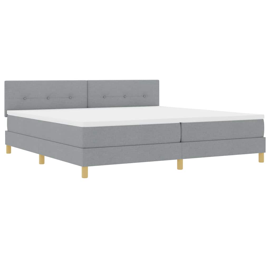 Box spring seng med pude Lysegrå 200 x 200 cm Stof