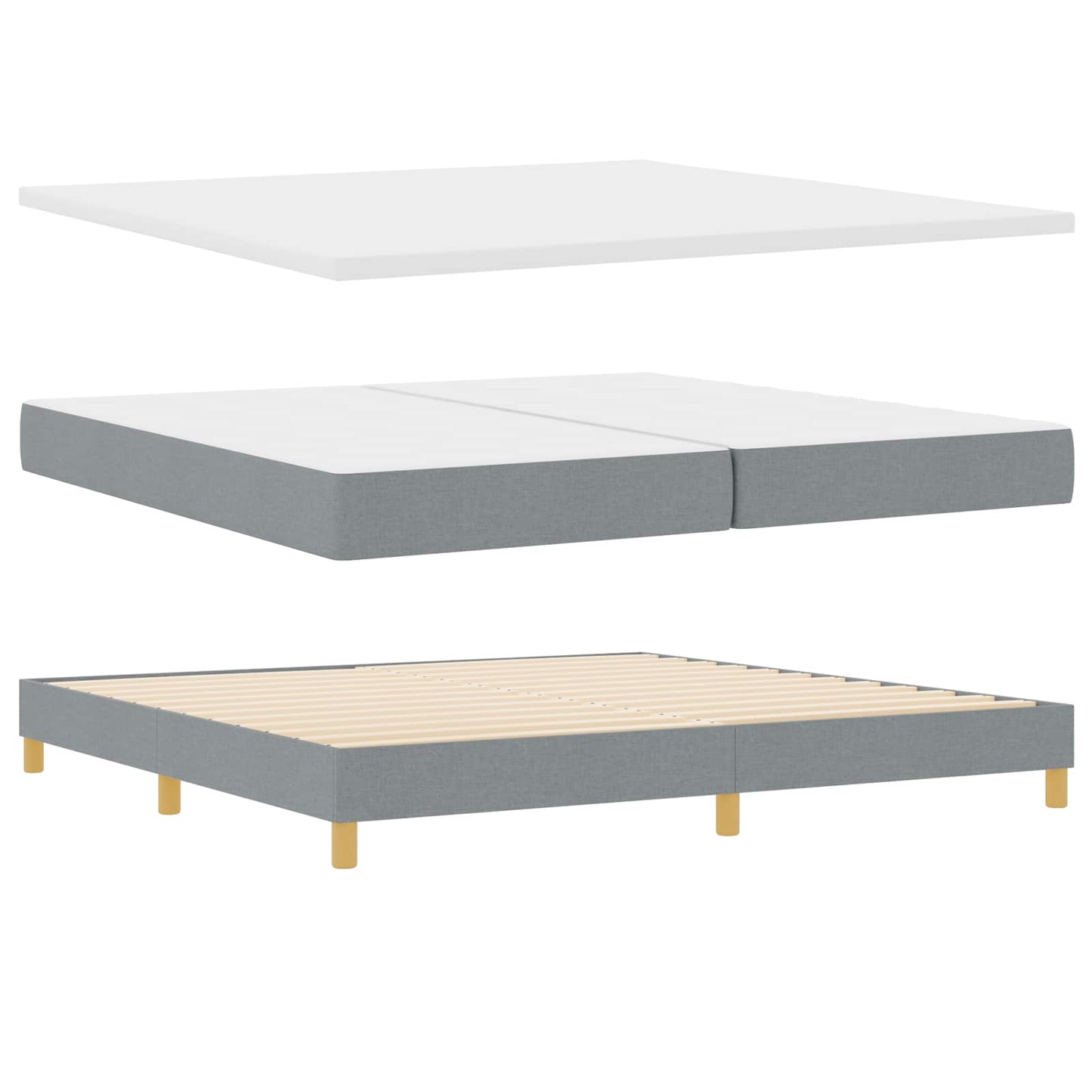 Box spring seng med pude Lysegrå 200 x 200 cm Stof