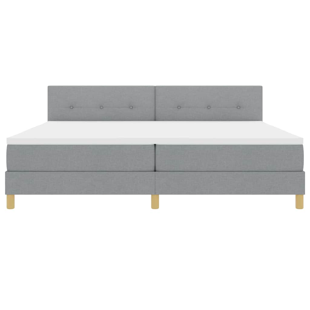 Box spring seng med pude Lysegrå 200 x 200 cm Stof