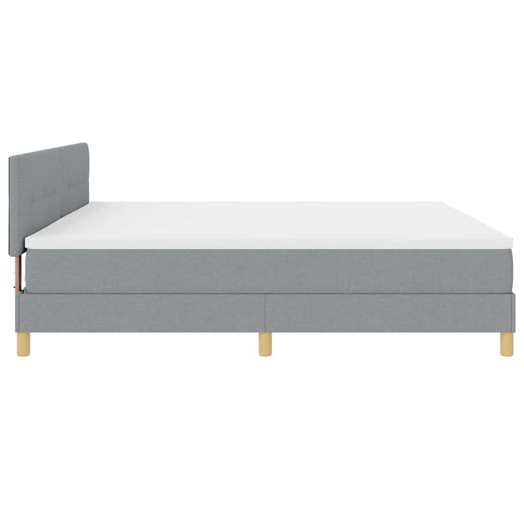 Box spring seng med pude Lysegrå 200 x 200 cm Stof