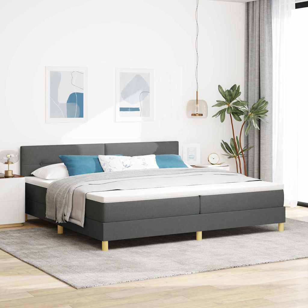 Box spring seng med pude Mørkegrå 200 x 200 cm Stof
