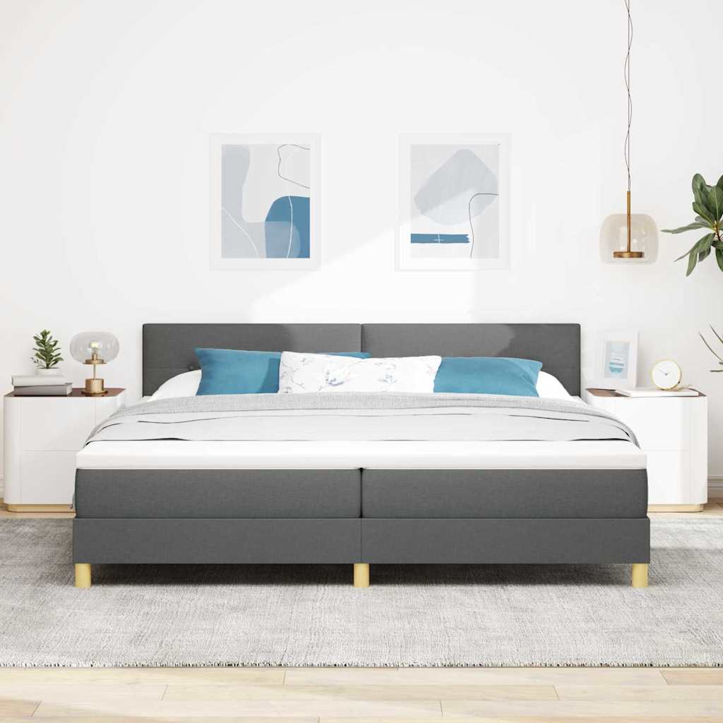 Box spring seng med pude Mørkegrå 200 x 200 cm Stof
