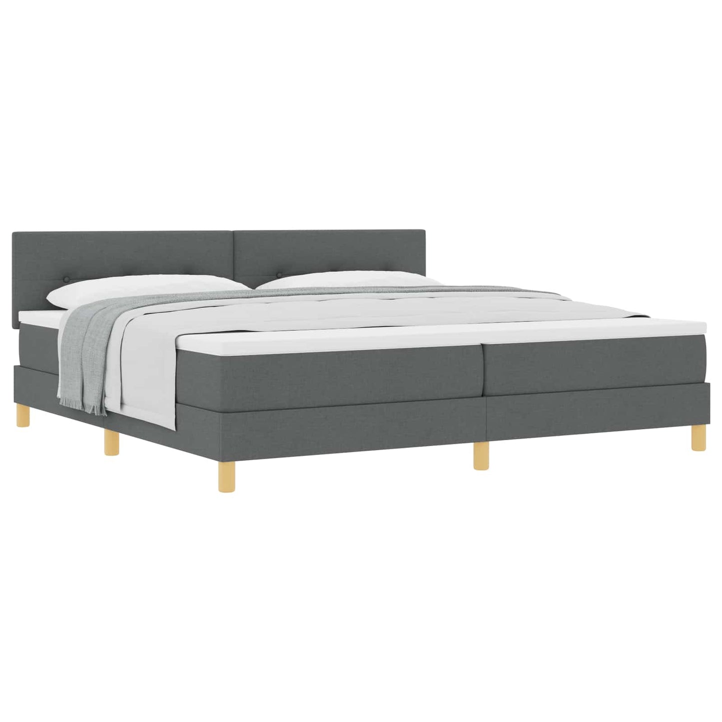 Box spring seng med pude Mørkegrå 200 x 200 cm Stof