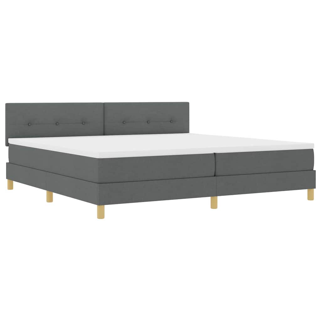 Box spring seng med pude Mørkegrå 200 x 200 cm Stof