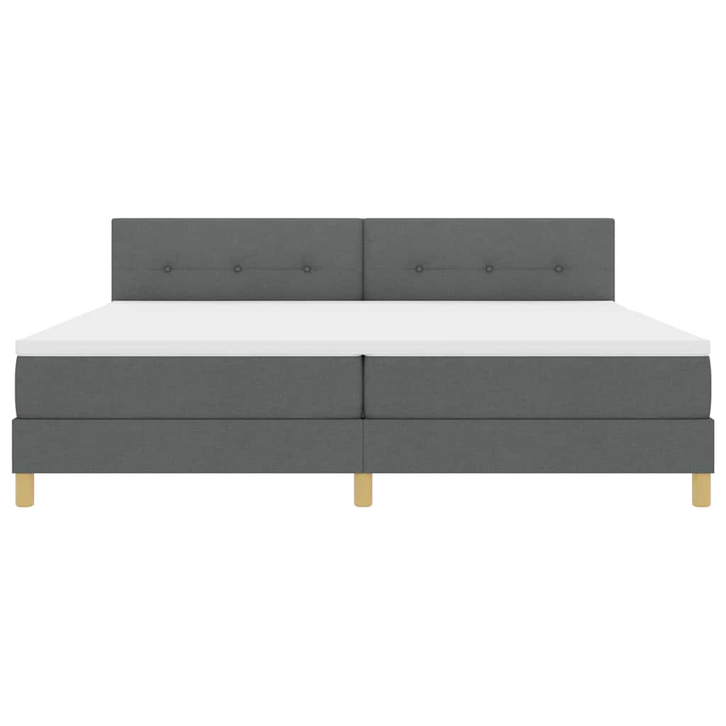 Box spring seng med pude Mørkegrå 200 x 200 cm Stof