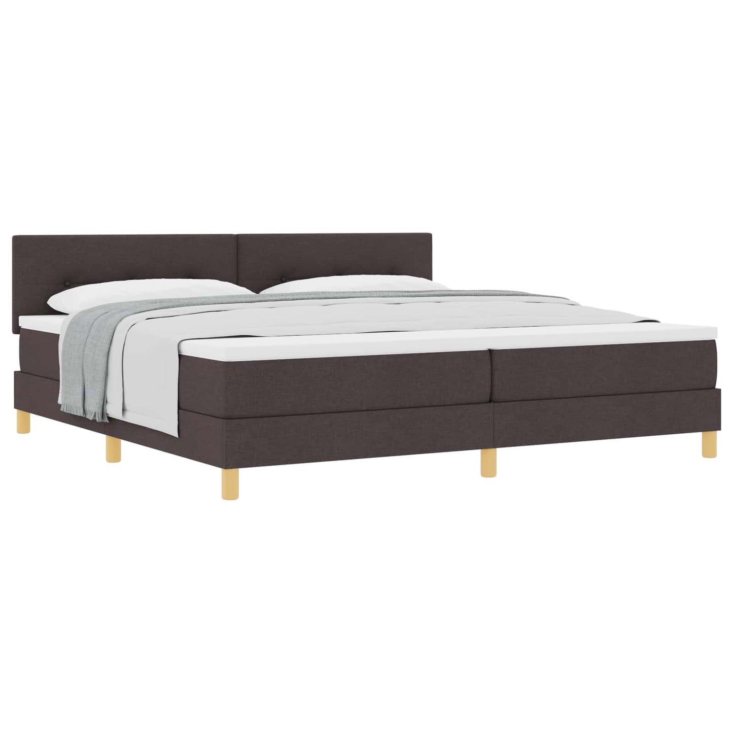 Box spring seng med pude Mørk Brun 200 x 200 cm Stof