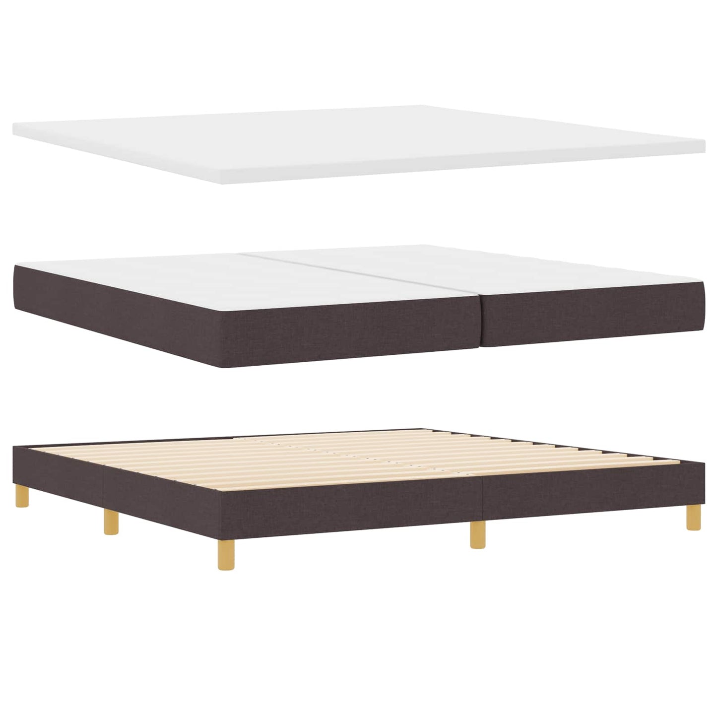 Box spring seng med pude Mørk Brun 200 x 200 cm Stof