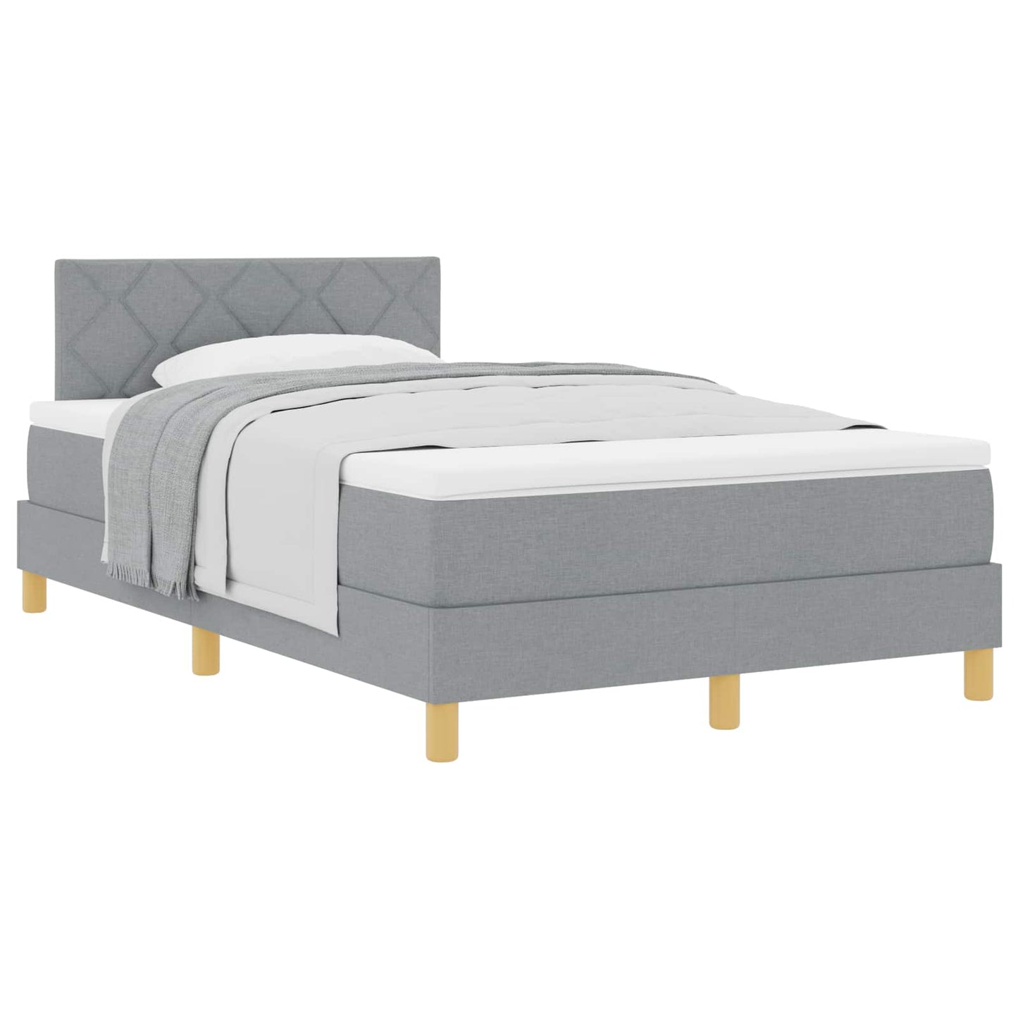 Box spring seng med pude Lysegrå 120 x 190 cm Stof