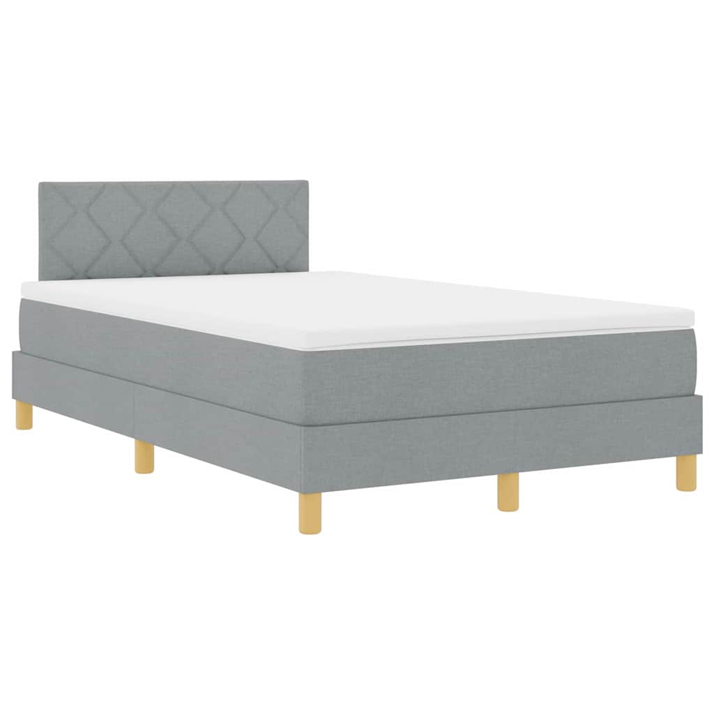 Box spring seng med pude Lysegrå 120 x 190 cm Stof