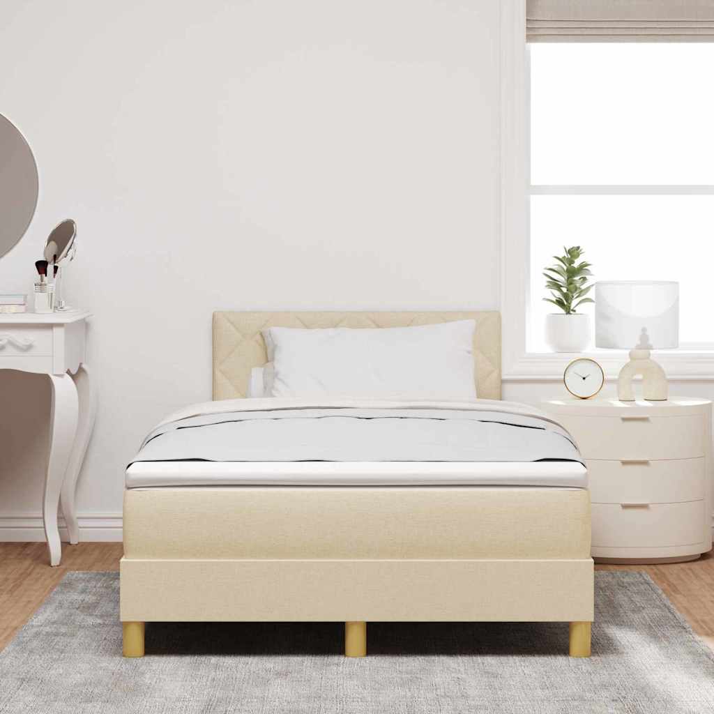 Box spring seng med pude med hovedgærde Creme 120 x 200 cm Stof