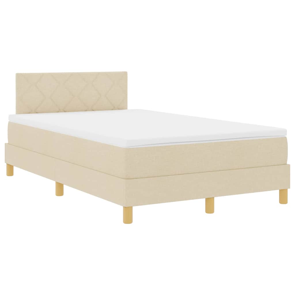 Box spring seng med pude med hovedgærde Creme 120 x 200 cm Stof
