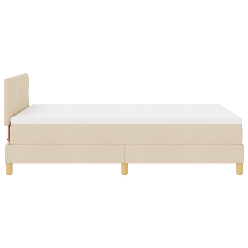 Box spring seng med pude med hovedgærde Creme 120 x 200 cm Stof