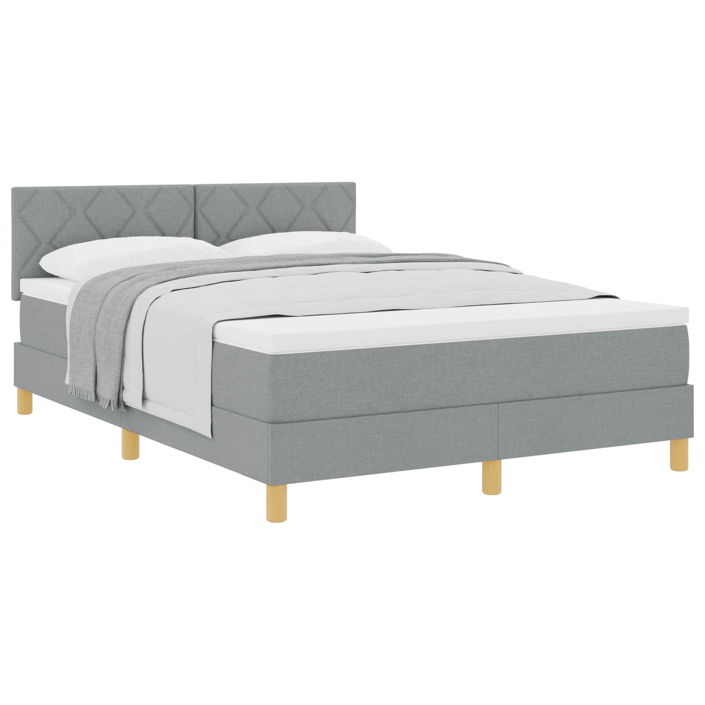 Box spring seng med pude Lysegrå 140 x 190 cm Stof