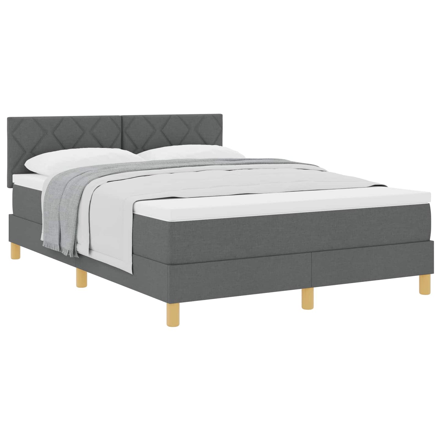 Box spring seng med pude Mørkegrå 140 x 200 cm Stof