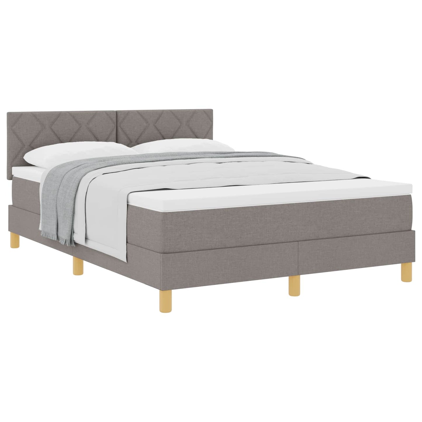 Box spring seng med pude Gråbrun 140 x 200 cm Stof