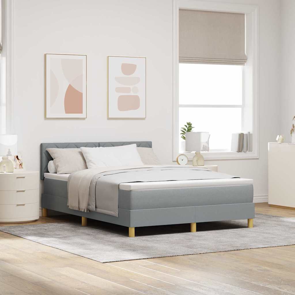 Box spring seng med pude Lysegrå 160 x 200 cm Stof