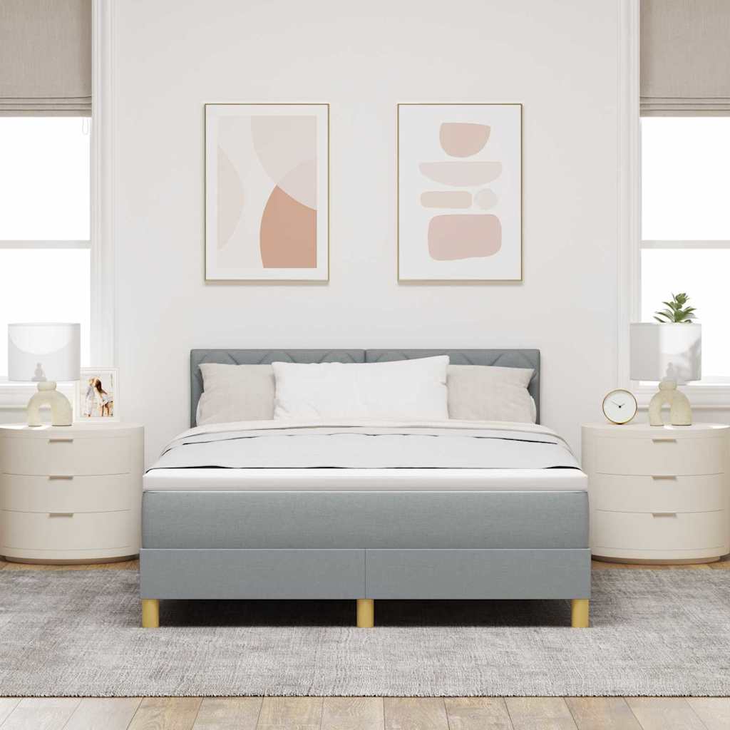 Box spring seng med pude Lysegrå 160 x 200 cm Stof
