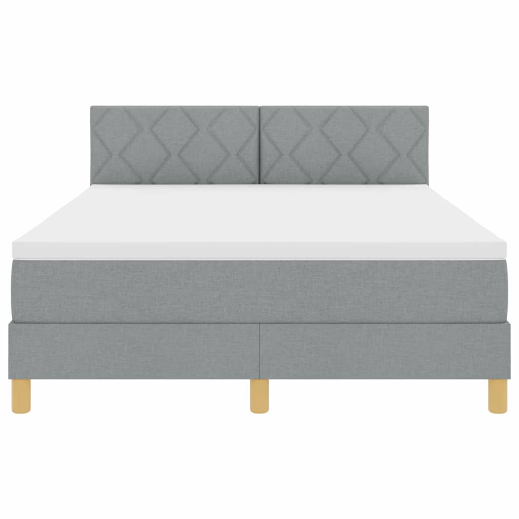 Box spring seng med pude Lysegrå 160 x 200 cm Stof