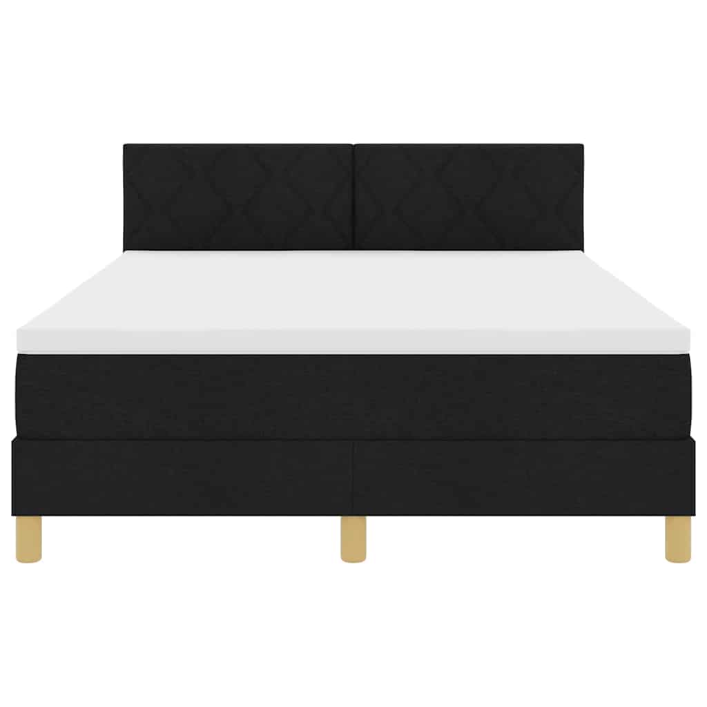 Box spring seng med pude med hovedgærde Sort 160 x 200 cm Stof