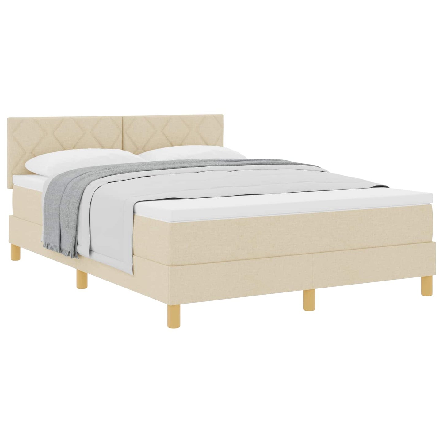 Box spring seng med pude med hovedgærde Creme 160 x 200 cm Stof