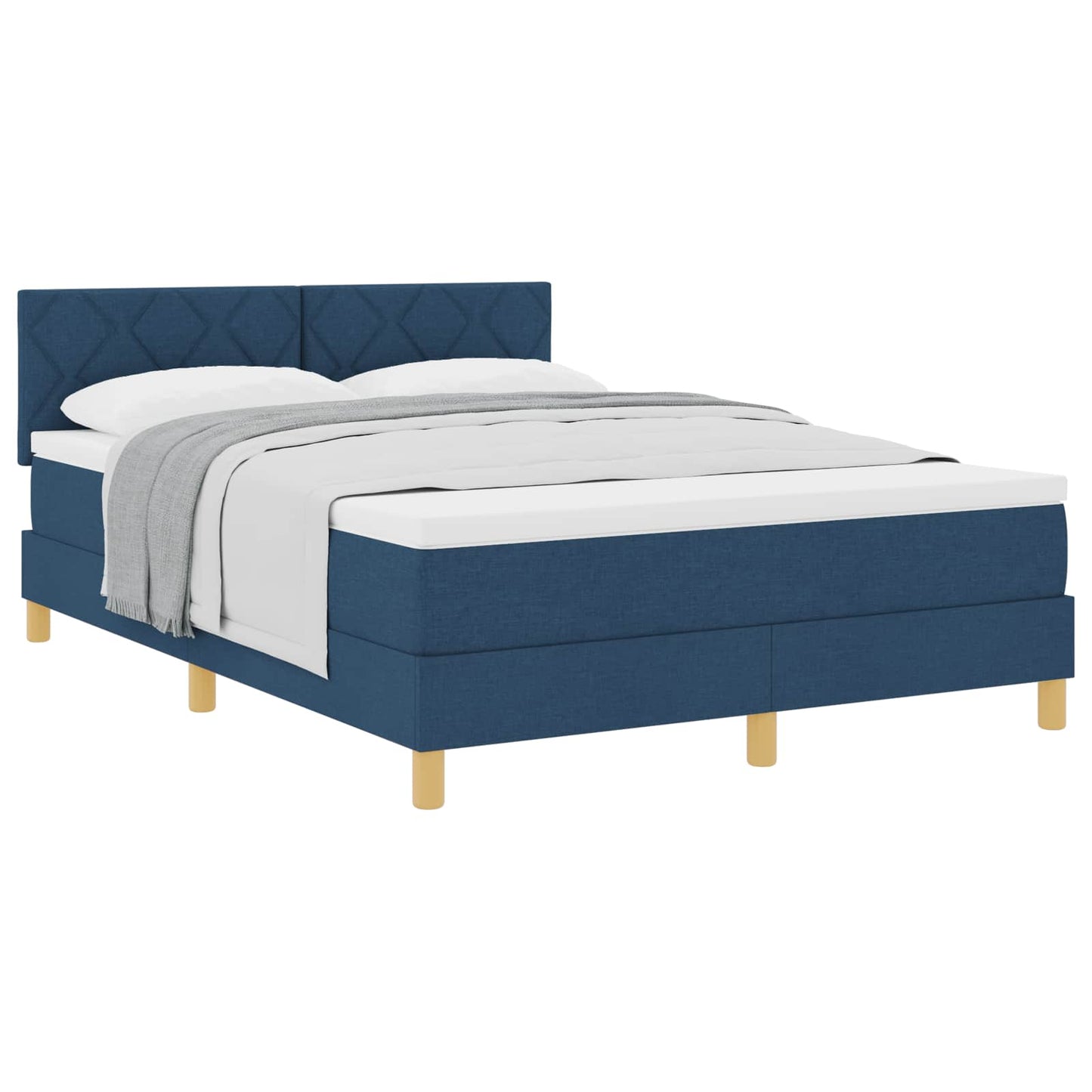 Box spring seng med pude med hovedgærde Blå 160 x 200 cm Stof