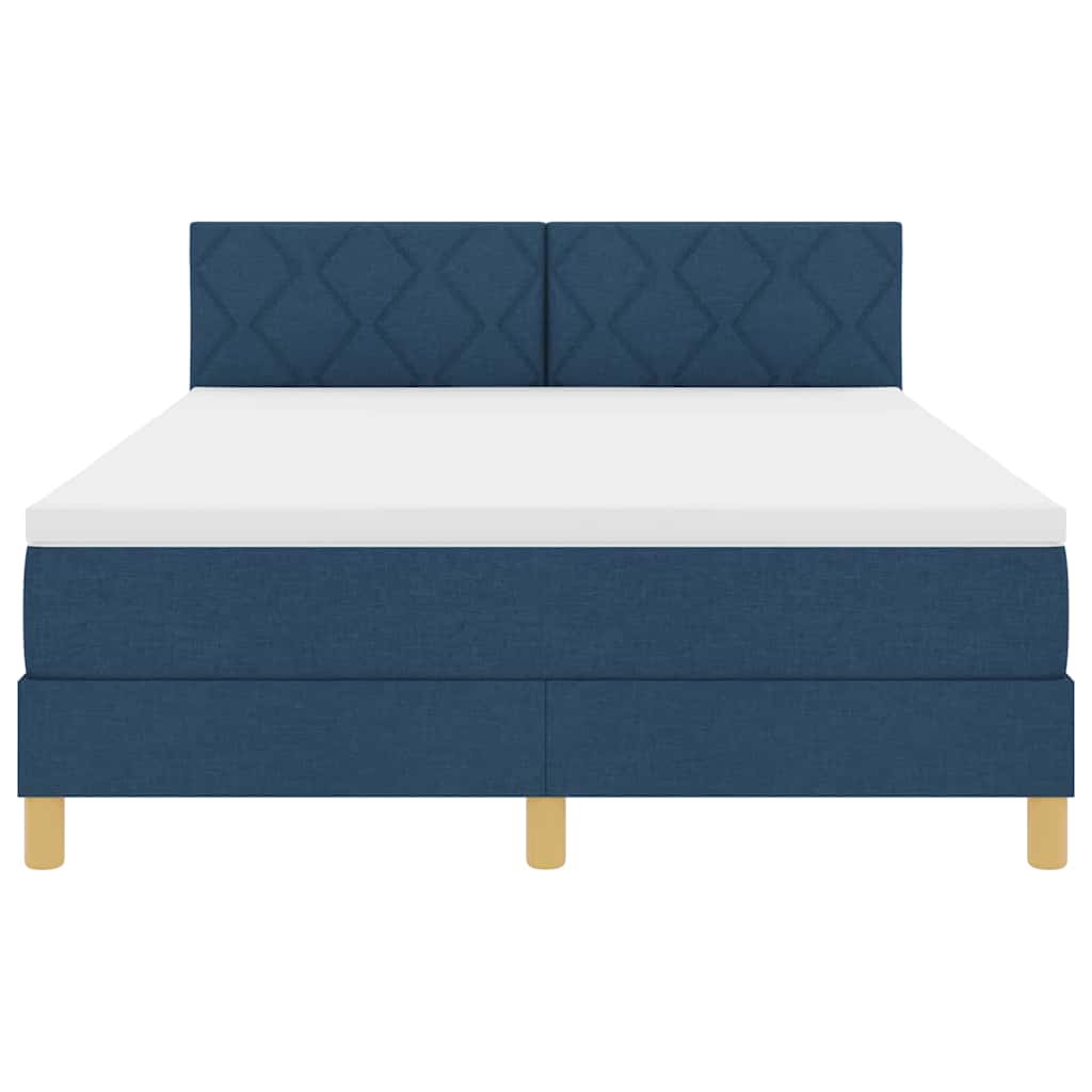 Box spring seng med pude med hovedgærde Blå 160 x 200 cm Stof