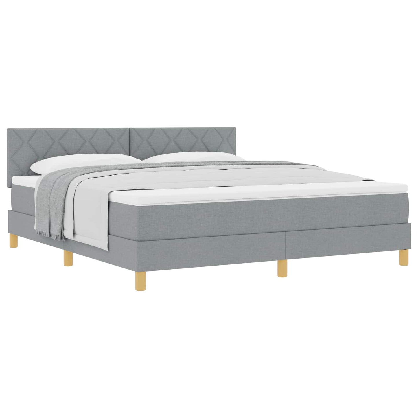 Box spring seng med pude Lysegrå 180 x 200 cm Stof