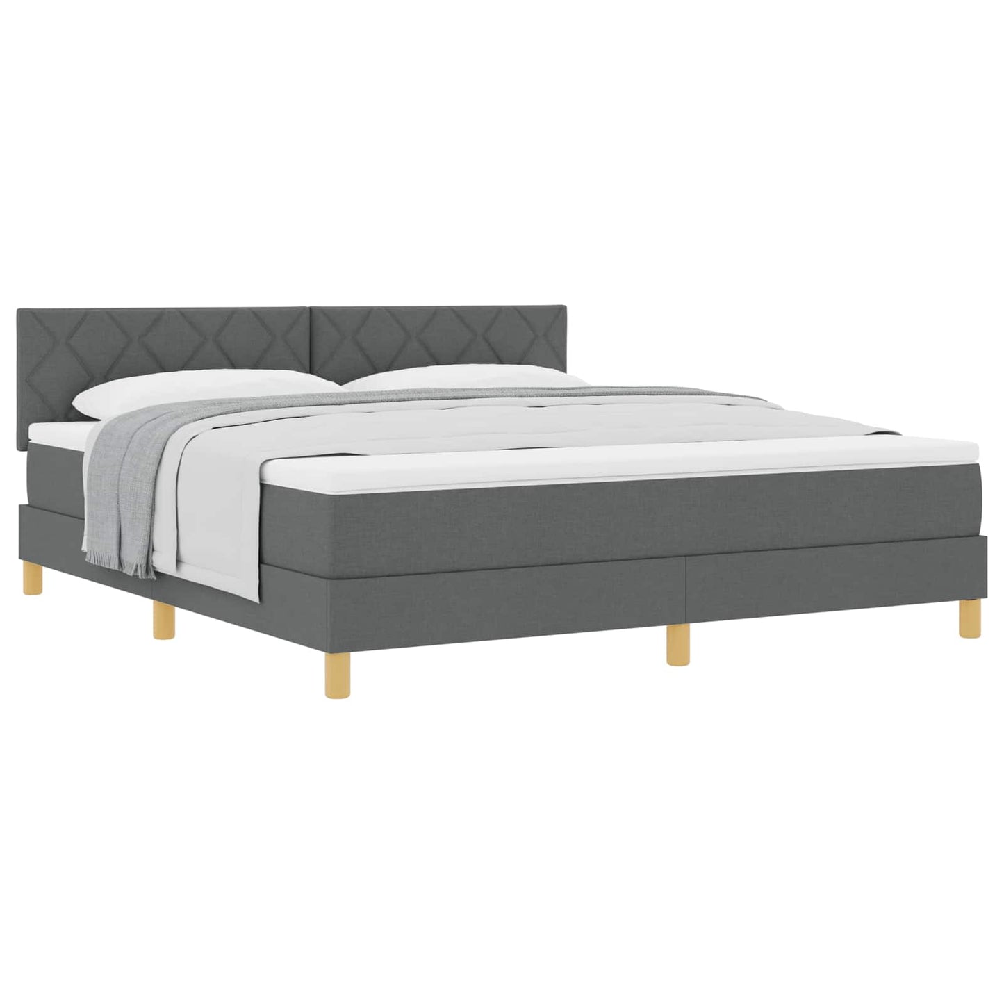 Box spring seng med pude Mørkegrå 180 x 200 cm Stof