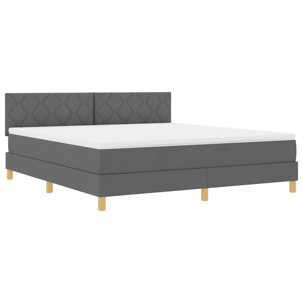 Box spring seng med pude Mørkegrå 180 x 200 cm Stof