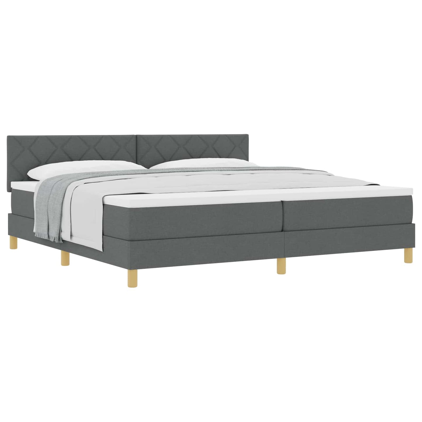 Box spring seng med pude Mørkegrå 200 x 200 cm Stof