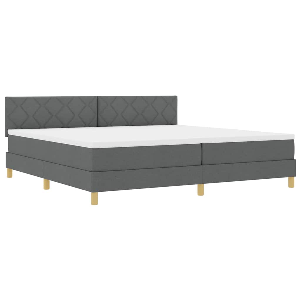 Box spring seng med pude Mørkegrå 200 x 200 cm Stof