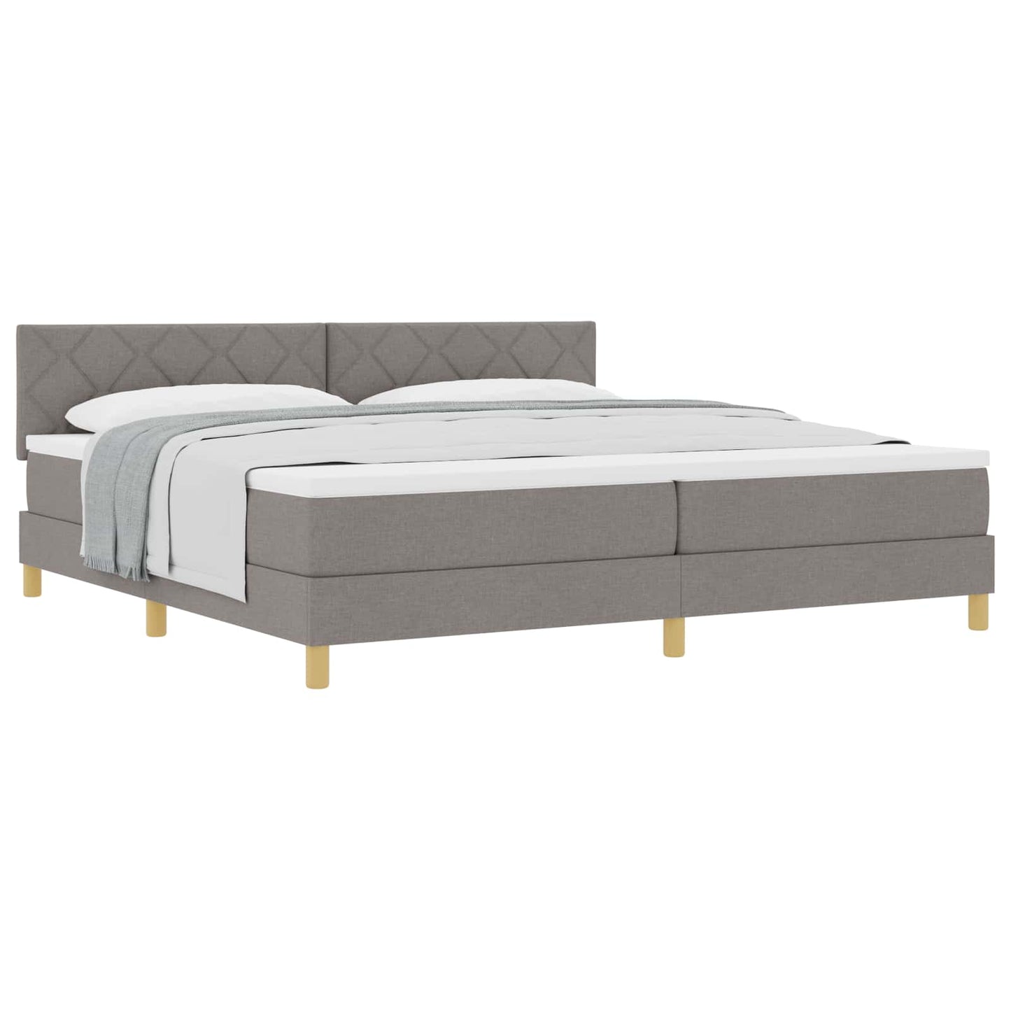 Box spring seng med pude Gråbrun 200 x 200 cm Stof
