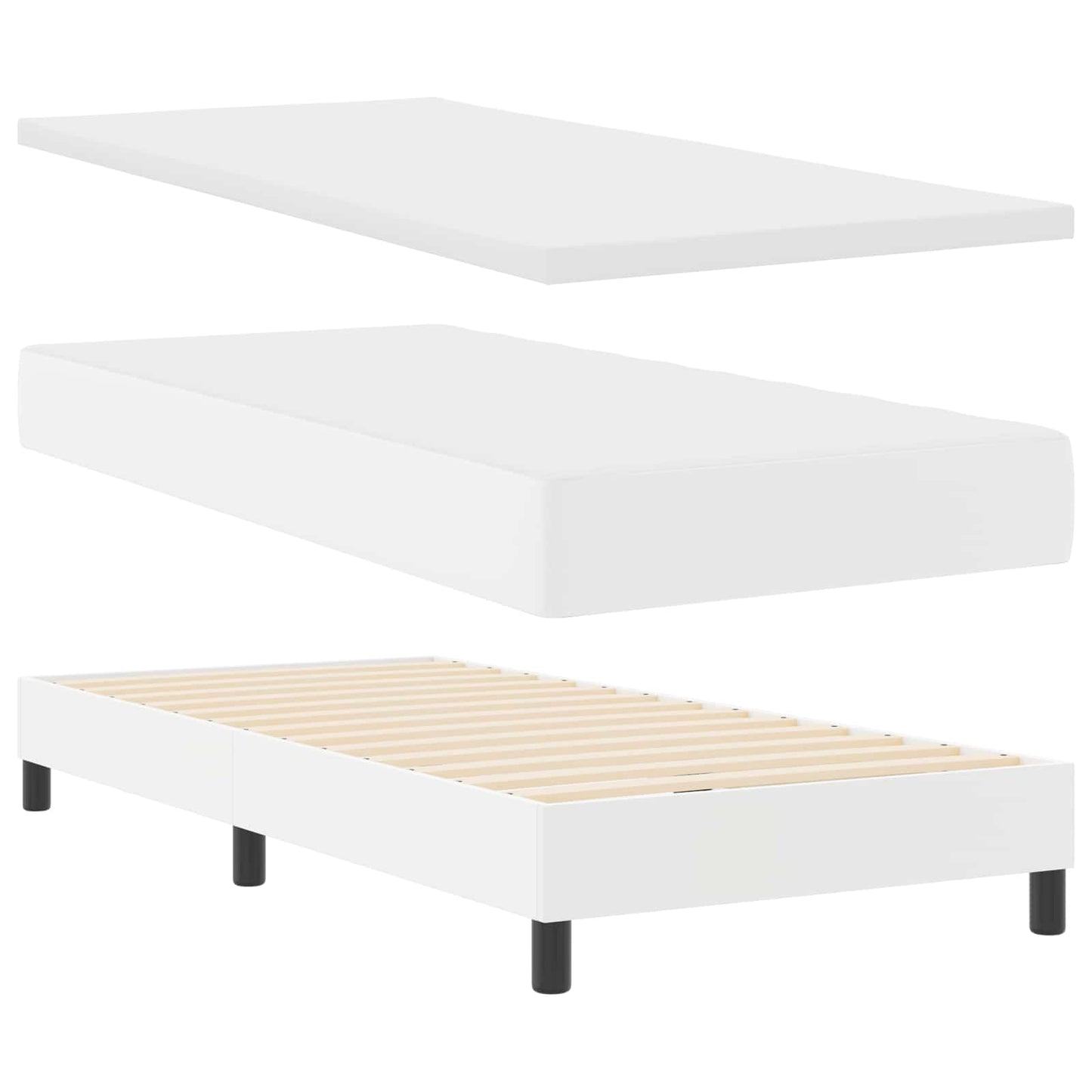 Box spring seng med hovedgærde Hvid 100 x 200 cm Kunstlæder
