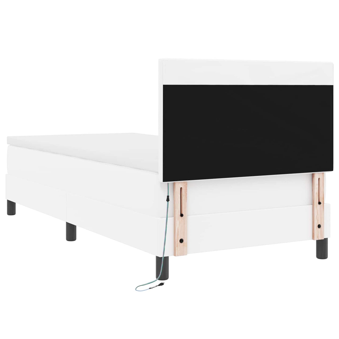 Box spring seng med hovedgærde Hvid 100 x 200 cm Kunstlæder
