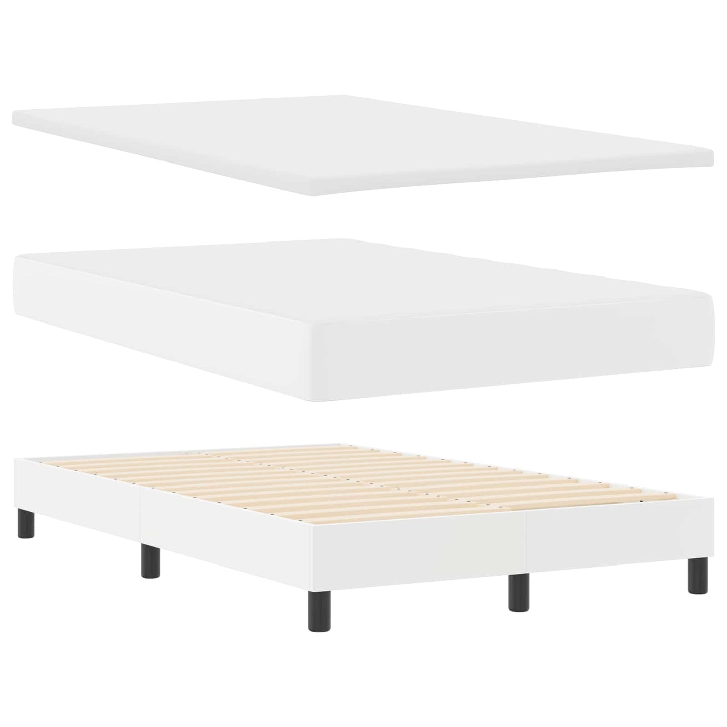 Box spring seng med hovedgærde Hvid 120 x 190 cm Kunstlæder