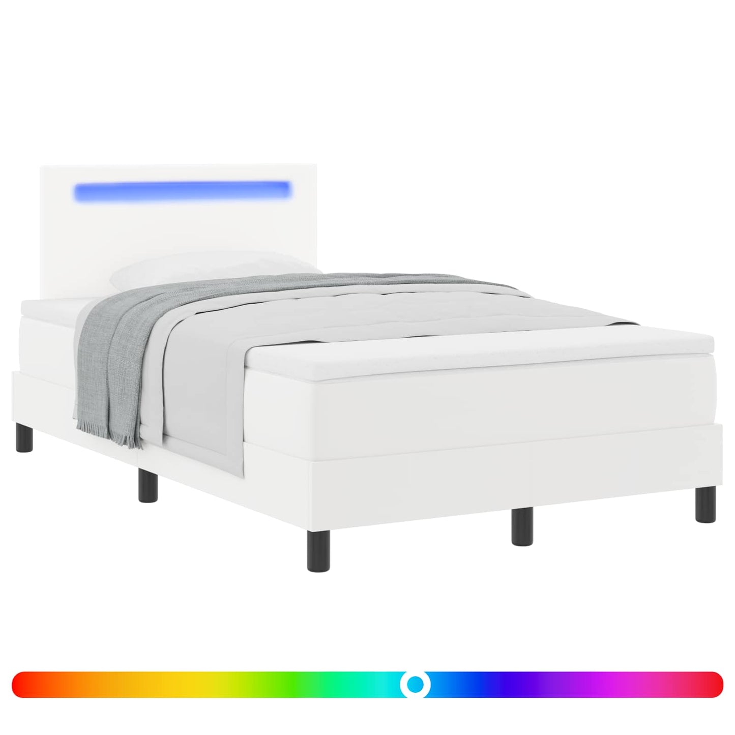 Box spring seng med hovedgærde Hvid 120 x 200 cm Kunstlæder