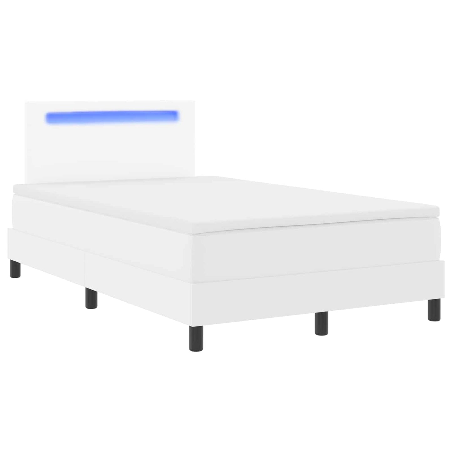 Box spring seng med hovedgærde Hvid 120 x 200 cm Kunstlæder