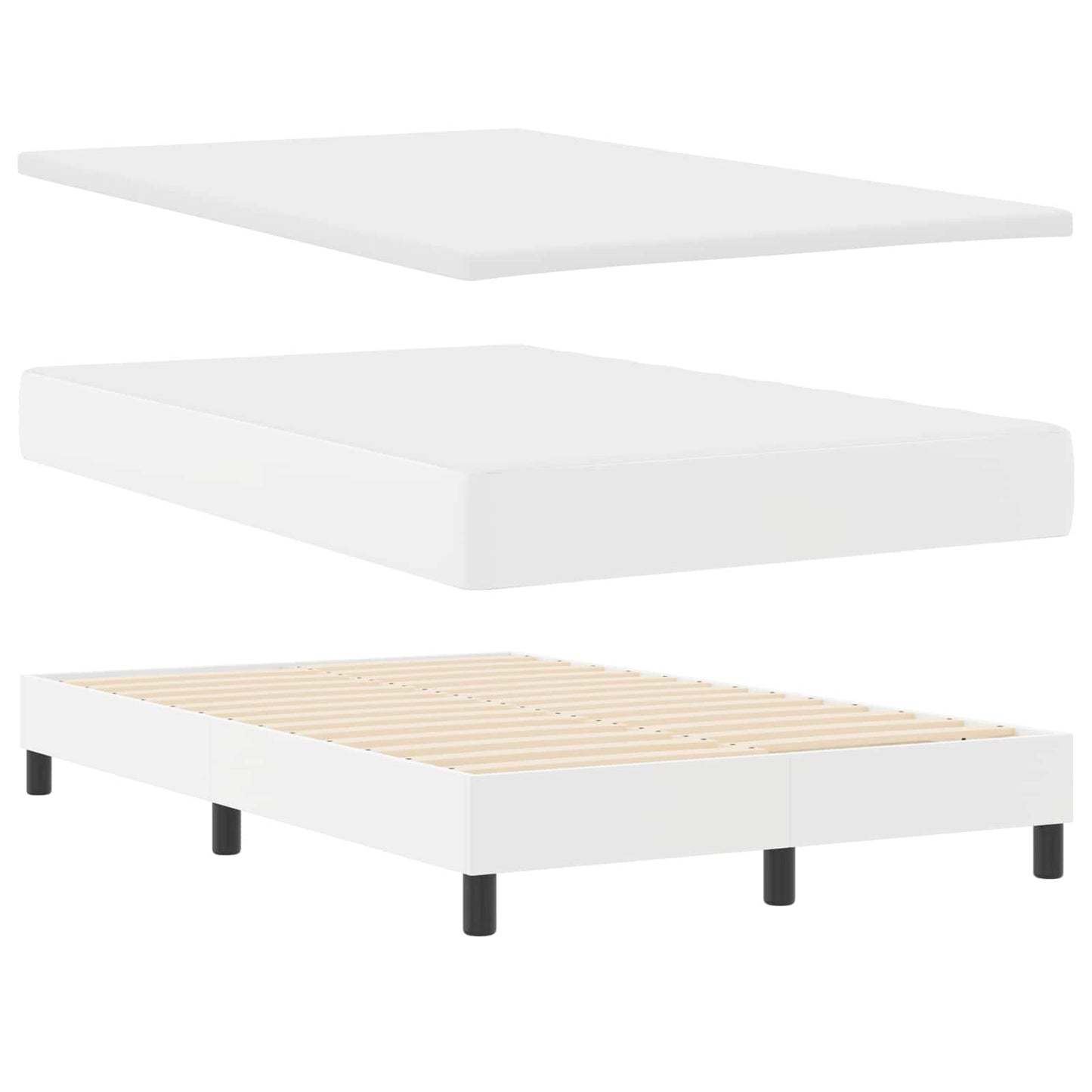 Box spring seng med hovedgærde Hvid 120 x 200 cm Kunstlæder