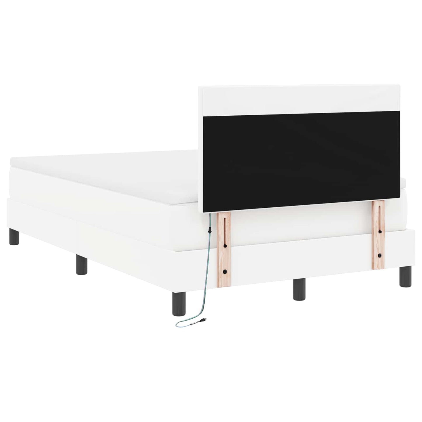 Box spring seng med hovedgærde Hvid 120 x 200 cm Kunstlæder
