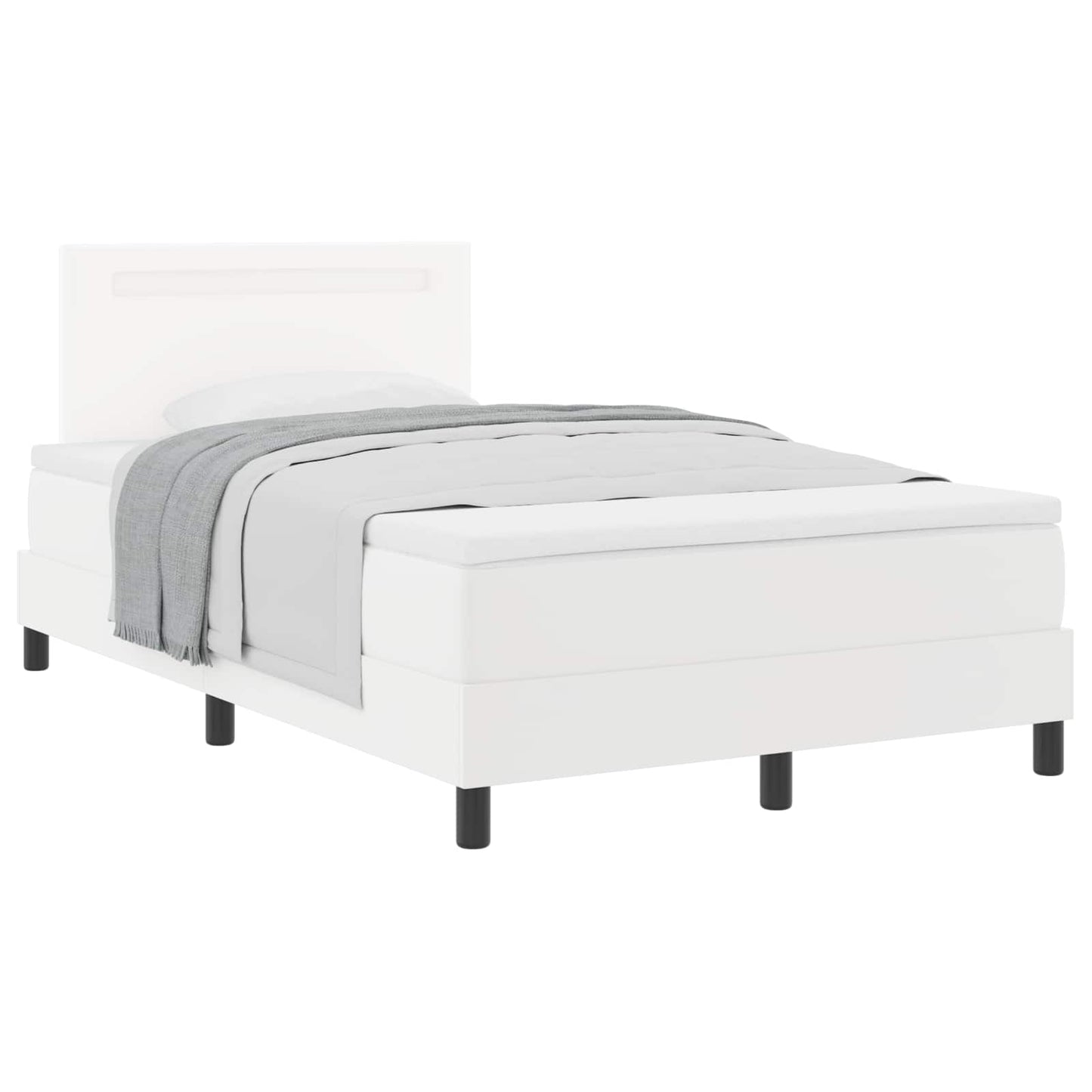 Box spring seng med hovedgærde Hvid 120 x 200 cm Kunstlæder
